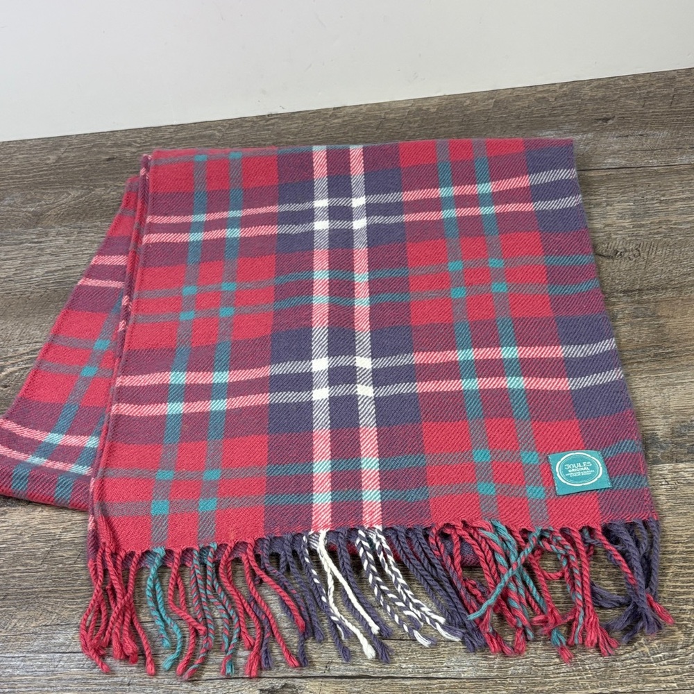 Joules “Bracken” Pink Plaid Scarf Color: Pink Multi